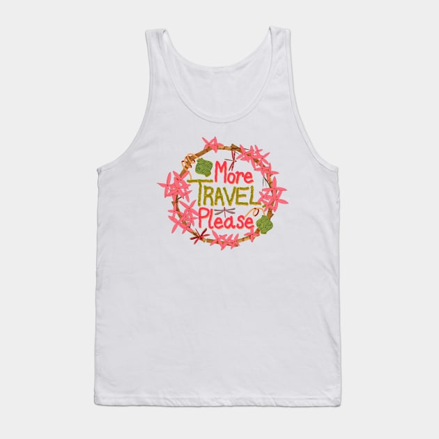 More travel, please quote with bamboo, jungle geranium, lanterns and red damselflies - pink and green Tank Top by Ipoole